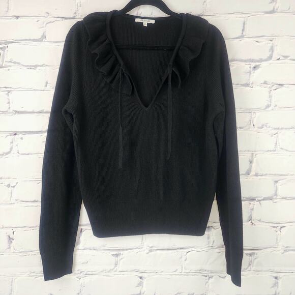 Madewell Sweater Womens M Tie-Neck Ruffle Pullover wool alpaca blend frilly - Picture 1 of 8